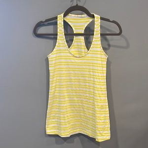 Lululemon racer back tank Yellow and white stripe size 6